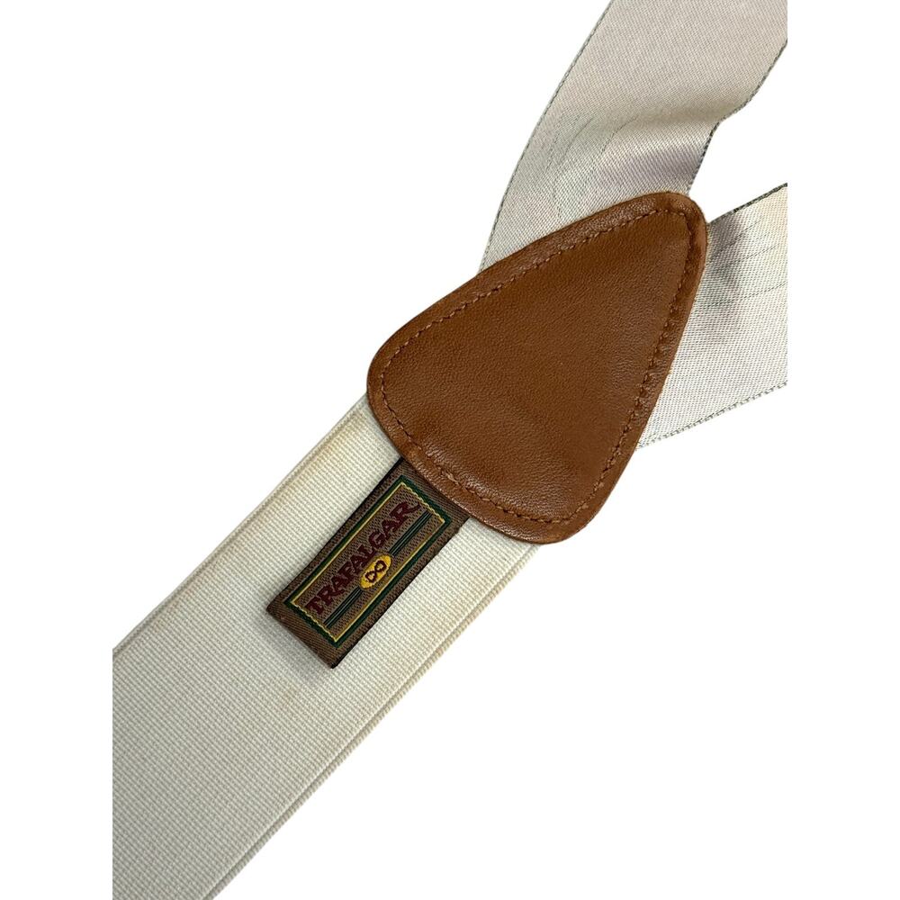 Trafalgar Silk Suspenders Cigarros Superiores Tobacco Print Leather Button Ends - Picture 4 of 6